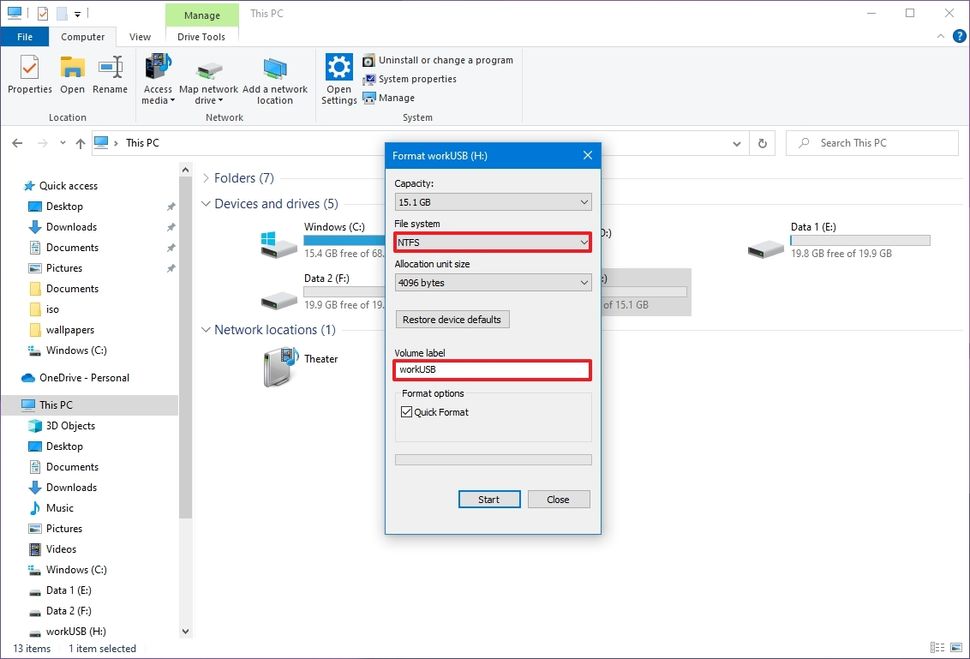 فرمت کردن فلش مموری  File Explorer